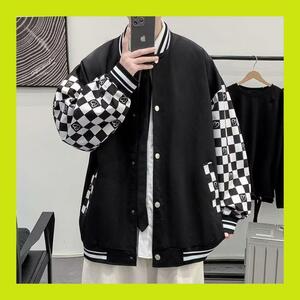 【新品】アウター　スタジャン　長袖　黒　袖がおしゃれ　韓国　ストリート　2XL