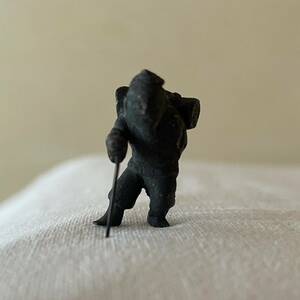 昭和戦前 金属 古銅 置物 ミニチュア 盆景 翁 老人 Antique very small metal figurine