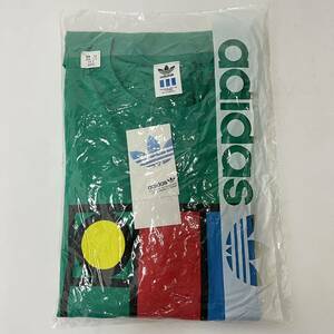 80s デッドストック adidas 半袖Tシャツ プリントTシャツ プリントカットソー 緑 グリーン 希少 アディダス【レターパックプラス郵送可】