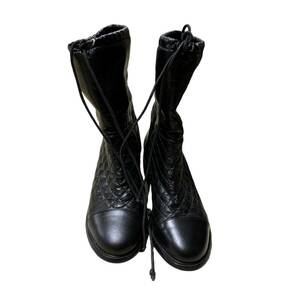 ◆中古品◆シャネル CHANEL レインシューズ レザー ブラック 靴 黒 女性用 レディース サイズ34 (日本サイズ約21cm) X61673NC
