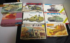 1/72 ESCI シャーマンカリオペ、IV号G 1/76 MATCHBOX ヴェスペ：ツクダ LVT4＆JEEP フジミ III突G、88mm砲、タイガーI、キングタイガー