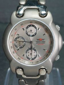 Charles Vogele シャルルホーゲル CV-7545 メンズ アナログ ヴィンテージ 腕時計 ３針 クロノグラフ メタルベルト オールチタン 純正ベルト