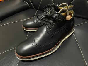 極美品 COLE HAAN コールハーン C31545 7M≒24.5cm レザーシューズ レザースニーカー ウイングチップ メンズ ブラック 