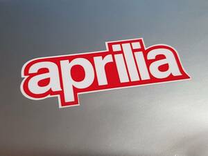 送料無料 Aprilia Red & White Text Stickers アプリリア ステッカー シール デカール 2枚セット 150mm x 50mm