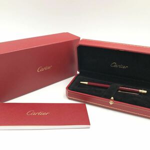 4/26AK-G2416カルティエ Cartier ボールペン /箱付き/ボルドー /ブルーインク/筆記用具/EA2/EB4