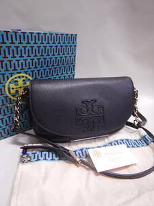 新品同様■TORY BURCH トリーバーチ レザー ハンドバッグ トートバッグ 斜め掛けショルダーバッグ ブラック黒■