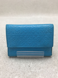 LOEWE◆SMALL VERTICAL WALLET スモールバーティカルウォレット 3つ折り財布/レザー/BLU