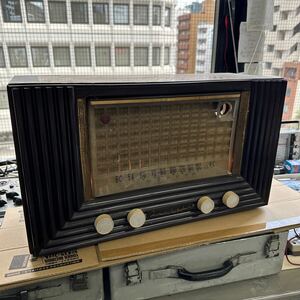 赤コーンMatsuda Radio 7XA-20 東芝 マツダ 3連 7球 高感度 真空管 ラジオ 昭和レトロ アンティーク 当時物 レトロ インテリア ビンテージ