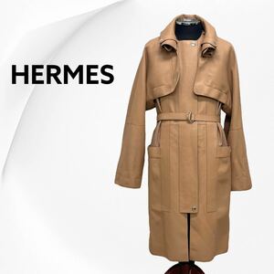 高級 HERMES エルメス 2021年春夏 鹿革 ディアスキン レザー 3way ショートジャケット ノースリーブコート