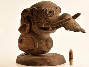 【琴》送料無料 仏教美術 時代 木彫象型木鼻 WK791