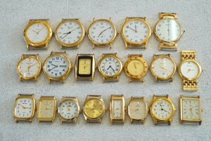 F983 ゴールドカラー 文字盤 フェイス 20点セット 腕時計 アクセサリー レディース メンズ 大量 まとめて おまとめ まとめ売り 不動品