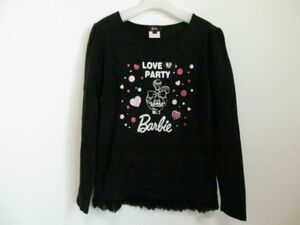 (35811)Barbie バービー キッズ 女の子 Tシャツ カットソー フリル チュール ブラック 1 150 USED