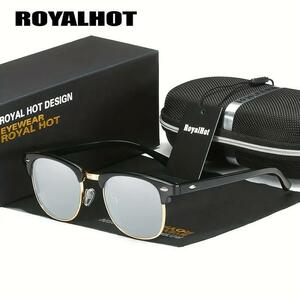RoyalHot、レトロクラシックな眉デザインのスクエアフレーム偏光サングラス