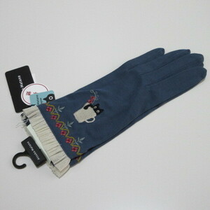 手袋/UV手袋【AtsukoMatano】マタノアツコUV手袋/カップMEME ネコ 日本製/綿100%/ブルー