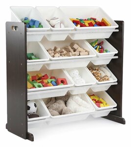 Humble Crew WO562 Toy Storage Rack Modern Espresso/White 15.4 x 33.9 x 3