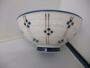 日本製　美濃焼　十草丸紋　青茶碗　飯碗　茶碗