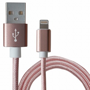 【0.5m/50cm】ナイロンメッシュケーブルiPhone用 充電ケーブル USBケーブル iPhone iPad iPod ローズピンク