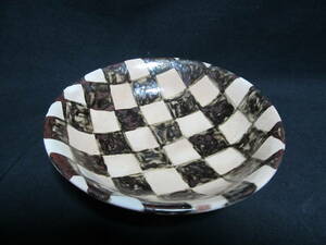  日本の陶磁 　美濃　鉢　皿　市松柄　 金継