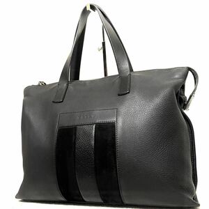 1円スタート！ 超美品 BALLY バリー ビジネスバッグ ブリーフケース レザー トートバッグ ブラック 黒 大容量 メンズ 通勤 A4 PC 収納 