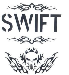 髑髏　ドクロ　SWIFT　スイフト　カッティングステッカー 縦21cmぐらい カッティングシート ステッカー