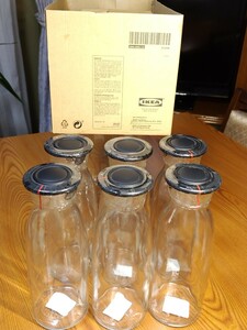 A1159　未使用　IKEA　SE−343　密閉蓋付き　々保存瓶　ガラス製　キッチン雑貨　保存容器　ガラス瓶　