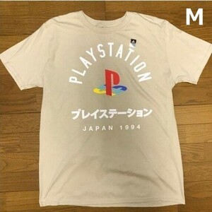 売切り【正規新品】PlayStatio オフィシャル ロゴ プリントTシャツ トップス カットソー 【M】ベージュ 新品 アメリカ買い付け 180720