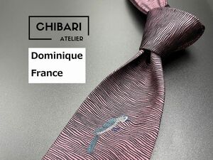 【超美品】DominiqueFrance　ドミニクフランス　刺繍柄　ネクタイ　3本以上送料無料　パープル系　0404066