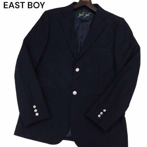 EAST BOY イーストボーイ 通年 刻印 銀ボタン★ ブレザー テーラード ジャケット 混ブレ Sz.L　メンズ ネイビー　I4T01281_4#O