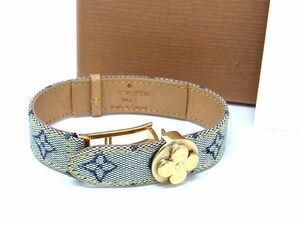 1円 ■美品■ LOUIS VUITTON ルイヴィトン M64540 モノグラムミニ ブラスレ グッドラック ブレスレット アクセサリー ネイビー系 AY0778