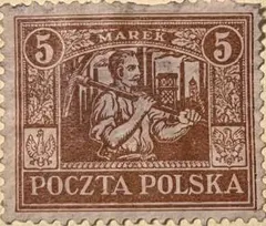1922/23年ポーランド 鉱夫図案切手 5m