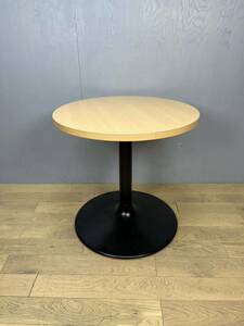 木製天板丸テーブル　ミーティングテーブル　カフェテーブル　Φ750