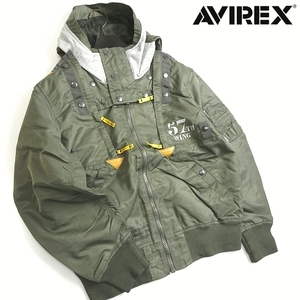 AVIREX アヴィレックス 定3.9万 高耐久ナイロン×コットンスウェット ミリタリージャケット ライトMA-1 3152007 401 2XL ▲079▼kkf165us