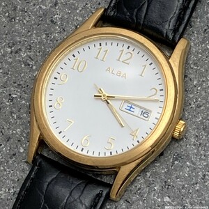 【未使用 ベルト難 / 即決 / 送料185円】 SEIKO ALBA レトロクラシック ビジネス フォーマル 革ベルト AQBU906 メンズ腕時計 No.21225-2