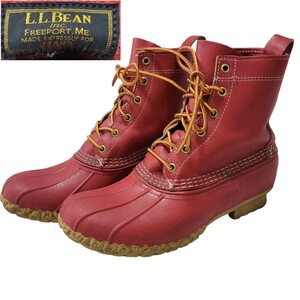 【美品】LL.BEAN エルエルビーン BEAMS別注 ビーンブーツ 26cm ハンティングブーツ 8 M アメリカ製 赤茶 レインブーツ 靴 レザーブーツ