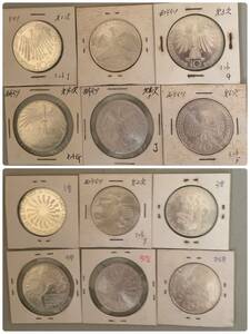 1972年ドイツミュンヘンオリンピック記念10マルク銀貨　６枚セット【１次～６次】