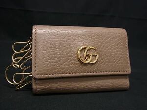 1円 ■美品■ GUCCI グッチ GGマーモント レザー 6連 キーケース 鍵入れ レディース ベージュ系 AX5773