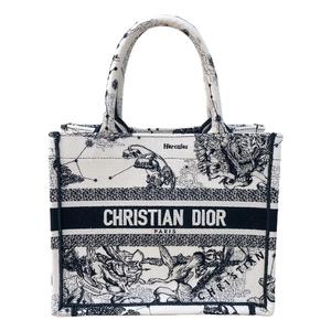 クリスチャン・ディオール Christian Dior ブックトート スモール M1265ZRHZ ホワイト×ブラック キャンバス トートバッグ レディース 中古