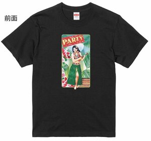 フラガール Tシャツ 黒 H66 ハワイアン ロカビリー 50s60s　新品 ハワイ フラ ホットロッド サーファー サーフィン アロハ