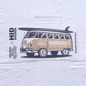 ★ハワイアン雑貨★HAWAII ステッカー／VW／ワーゲンバス／Aloha／ハワイ／シール／デカール／HID＜HIS-093 ライトブラウン＞