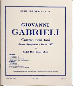 ガブリエリ 第９旋法によるカンツォン (スコア＋パート譜) 輸入楽譜 Gabrieli Canzon noni toni, from 