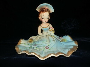 昭和レトロ ブルーのドレス人形 1960~70年代　アンティーク 陶器
