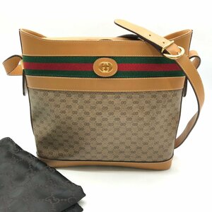 1円 美品 GUCCI グッチ GG ロゴ 金具 シェリーライン PVC レザー ヴィンテージ ショルダー バッグ a2881