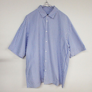 KM-4279【半袖シャツ】ATON/エイトン★GIZA STRIPE OVERSIZED SHIRT★サイズ 04★オーバーサイズ★ブルー系ストライプ★ギザコットン★