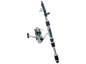 釣竿・ロッド カラフルコンパクト165 リール+ロッドセット FIVE STAR 釣り具 シルバー　送料込み離島別