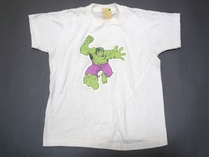 1980年 ハルク Hulk ビンテージ Tシャツ 白 50％コットン 50％ポリエステル 転写プリント UNDEROOS製 USA古着 YOUTH L(10歳-12歳)