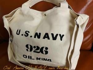 ★ヘビロテ レトロ ヴィンテージ アメリカン US NAVY 3way キャンバス コットンバッグ ホワイト メンズ レディース アメカジ ★707