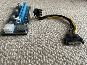 CHIPAL 006C GPUマイニング用ライザーアダプターカード DC12V IN +6ピン-SATA15PIN 電源ケーブルコネクター 青色ボディ