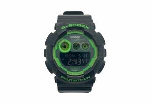 【美品!!人気!!】CASIO カシオ G-SHOCK ジーショック クォーツ 腕時計 デジタル ラバー BLK/BLK 稼働品 GD-120N-1B3JF ブラック グリーン