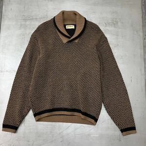 60s ヴィンテージ Puritan Sportswear オールウール ショールカラー ニットセーター ブラウン ブラック サイズ 44 vuz0080