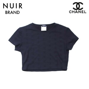 【先着50名限定クーポン配布中!!】 シャネル CHANEL 半袖Ｔシャツ ココマーク クロップドTシャツ サイズ42 1997年 ナイロン ブラック